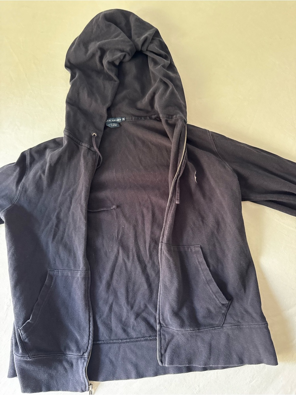 Polo Ralph Lauren Vintage Navy Zip Up Hoodie XL Preppy Athleisure Vintage - Picture 10 of 13